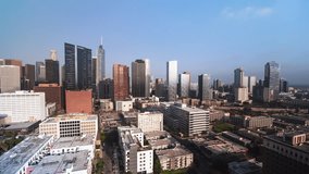 Aerial View Shot of Los Angeles LA CA, L.A. California US, Iconic Skyscrapers