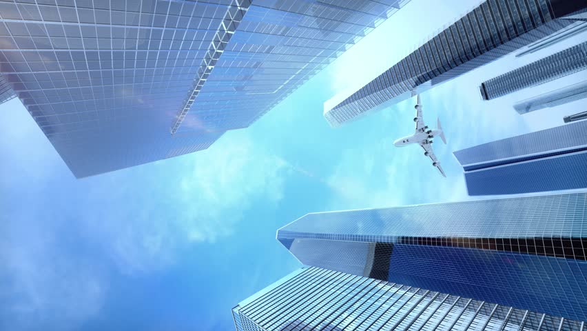 Edmonton. Airplane Landing, Take Off City Skyscraper Road Sign