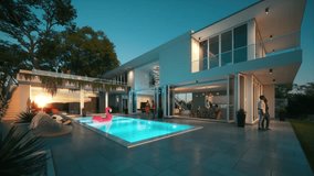 Party in a luxury villa at evening. Private party at home. Disco in a private house. Holidays lifestyle concept - Powered by Shutterstock - Get 15% off with code: PIKWIZARD15