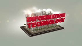 Information Technology Sign On A Digital Tablet. Smart City. Technology Related 3D Animation. - Powered by Shutterstock - Get 15% off with code: PIKWIZARD15