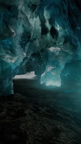 interior shot of ice glacier cave