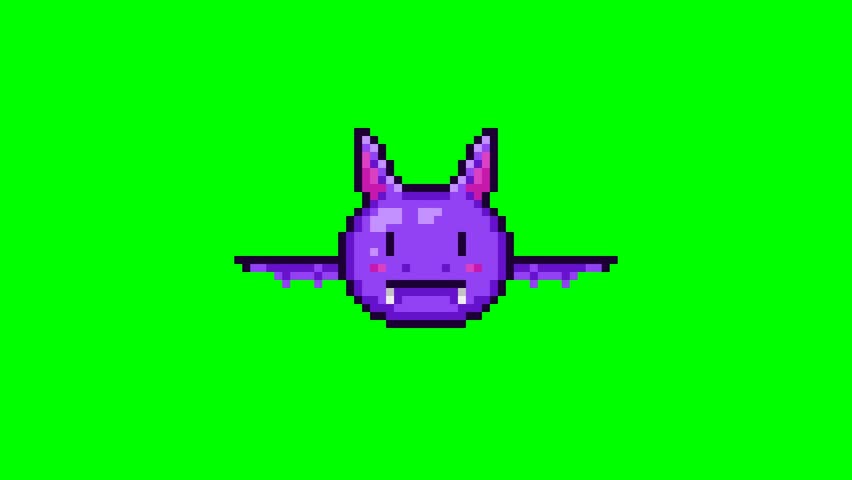 Purple bat, pixel art animation 