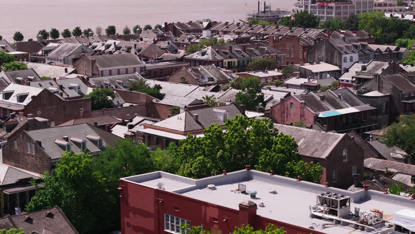 Aerial view of historic New Orleans, showcasing French Quarter