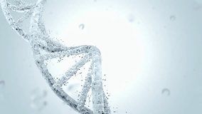 DNA molecule from particles Animation seamless loop. White appearance, transparent. Can be used in education, science or cosmetics industry background.On black background and Green Screen. 3D Render. - Powered by Shutterstock - Get 15% off with code: PIKWIZARD15