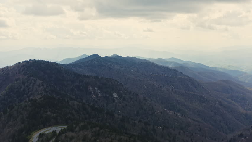 Scenic landscape view over Blue Ridge Mountains of North Carolina USA