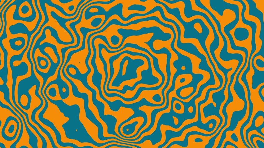 Orange and Green Abstract Background with Dynamic Swirls - Hypnotic Fluid Motion in a Colorful Retro Design