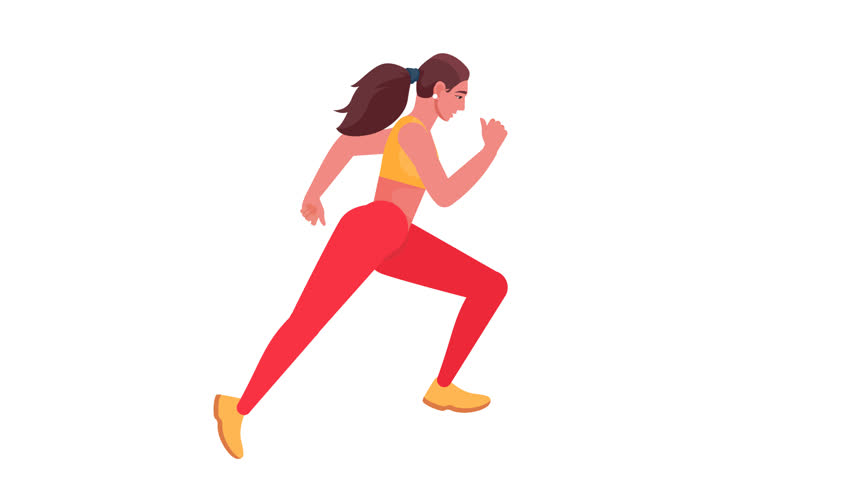 Girl Running Animation, loop animation on transparent background - Powered by Shutterstock - Get 15% off with code: PIKWIZARD15