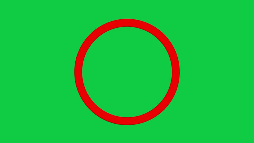 Round red circle sign icon isolated on green screen background animation video.