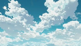Anime clouds fill the sky, creating a beautiful scene perfect for an anime wallpaper. Loop - Powered by Shutterstock - Get 15% off with code: PIKWIZARD15