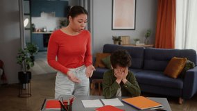 African American family little boy child kid son studying home education homework mistake problem cry close face with hands crying mad furious shouting angry mother woman female talking dissatisfied - Powered by Shutterstock - Get 15% off with code: PIKWIZARD15