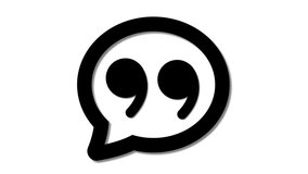 A black quotation mark symbol inside a speech bubble on a white background. - Powered by Shutterstock - Get 15% off with code: PIKWIZARD15