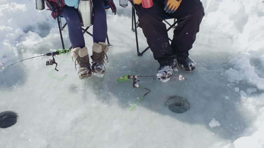 Video of Senior couple ice fishing