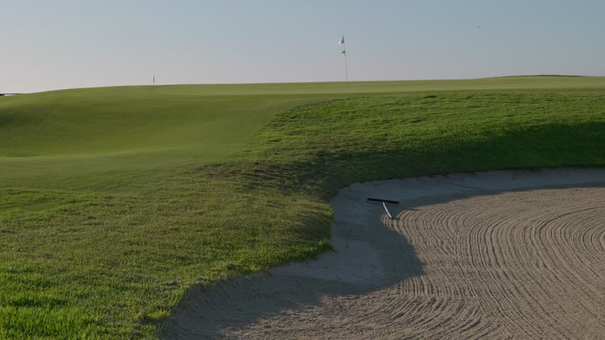 Seaside Golf Course Green with a Bunker Overlooking the Ocean