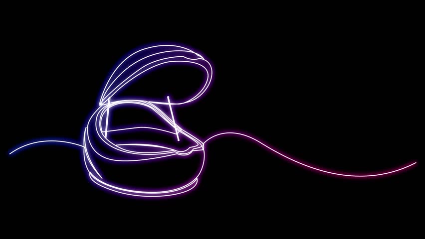 Self drawing animation of sensory deprivation tank drawn by glowing neon line. Animated one continuous line. Floatation therapy capsule