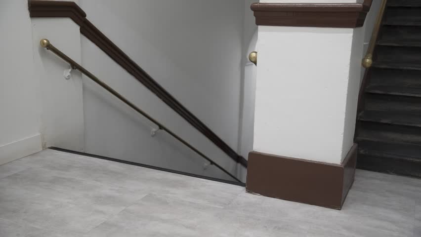 University students walking and talking on stairs