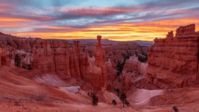 Thor's Hammer Rock Formation At Sunrise, Bryce Canyon National Park, Utah, United States -Timelapse - Powered by Shutterstock - Get 15% off with code: PIKWIZARD15