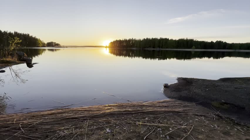 Sunset by the lake in middle of Finland