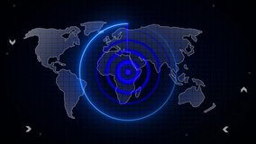 Global navigation concept . Animation of scope scanning over world map with data processing with technology background. - Powered by Shutterstock - Get 15% off with code: PIKWIZARD15