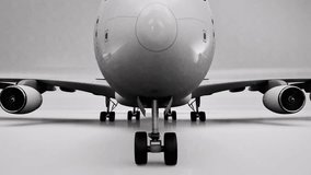White airplane 3D model on white background, 3D animation, camera zoom out slowly - Powered by Shutterstock - Get 15% off with code: PIKWIZARD15