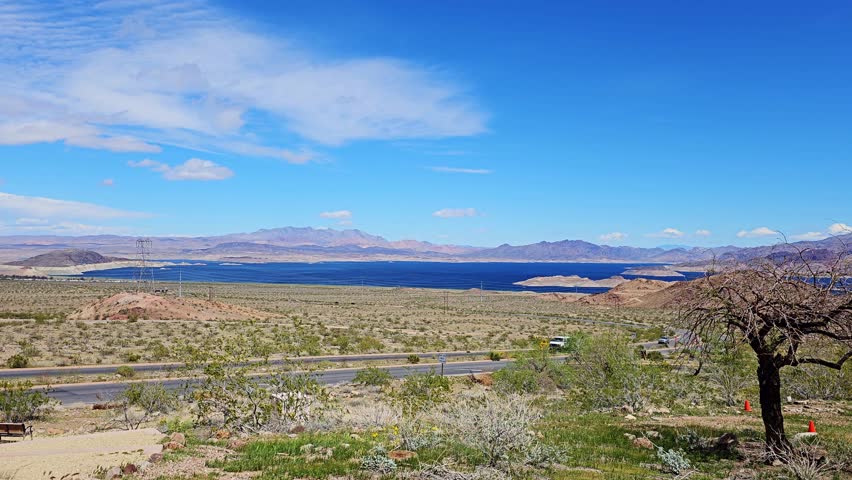 Scenic Views Across Lake Mead Lake from the Visitor Center Along Lakeshore Road, Nevada, USA.