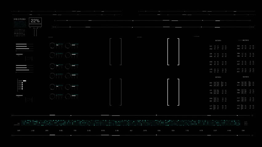 Universal Technology Line and frame Video overlay Futuristic HUD Head up display interface template with basic geometry line element. Video template widescreen aspect ratio