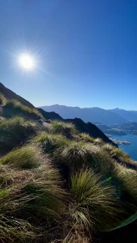 Stunning landscapes at Roys Peak , Mount Roy, popular day hike in Wanaka, New Zealand 