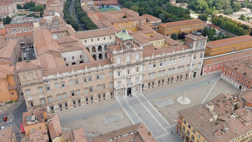 Modena, Italy. Ducale di Modena Palace. Historical Center. Summer. Stable, Aerial View, Point of interest