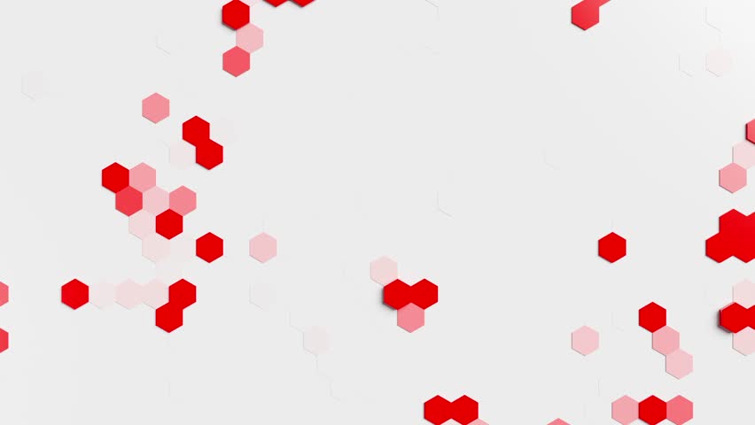 A white background with red and white hexagons. Looped animation.