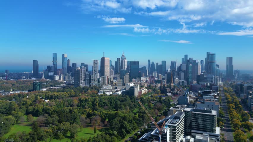 Established Aerial View of Melbourne Cityscape, Victoria, Australia