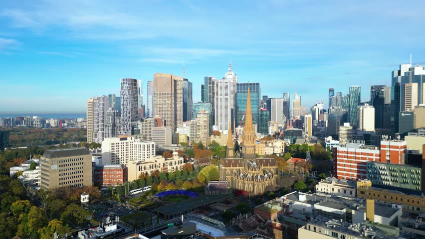 Established Aerial View of Melbourne Cityscape, Victoria, Australia