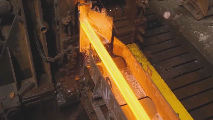 Metallurgical plant. View of the metal rolling shop, production of metal products.