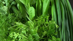 Green onions, spinach, parsley and dill. Vitamin food. Prepare greens for salad. Set different leaves - Powered by Shutterstock - Get 15% off with code: PIKWIZARD15