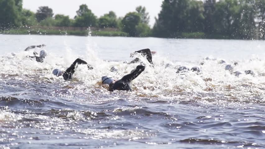 Triathlon Swimming Race. Ironman Competition.Traditional swimming marathon.