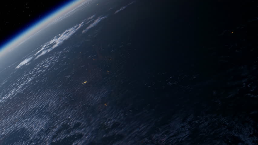 A breathtaking highaltitude perspective of Earth from outer space, revealing a vast ocean and the atmospheric boundary. 3D Illustration