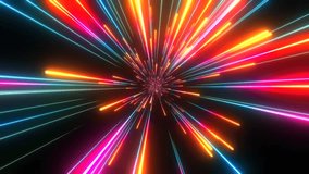 Bright radial light beams. Abstract background in blue and orange neon glow color. Light burst in universe. Space background for event, party, carnival, celebration, anniversary or. 3D Illustration - Powered by Shutterstock - Get 15% off with code: PIKWIZARD15