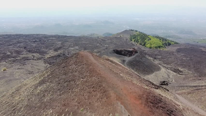 Aerial view of the southern slope of the Etna volcano - Rifugio Sapienza in Sicily
