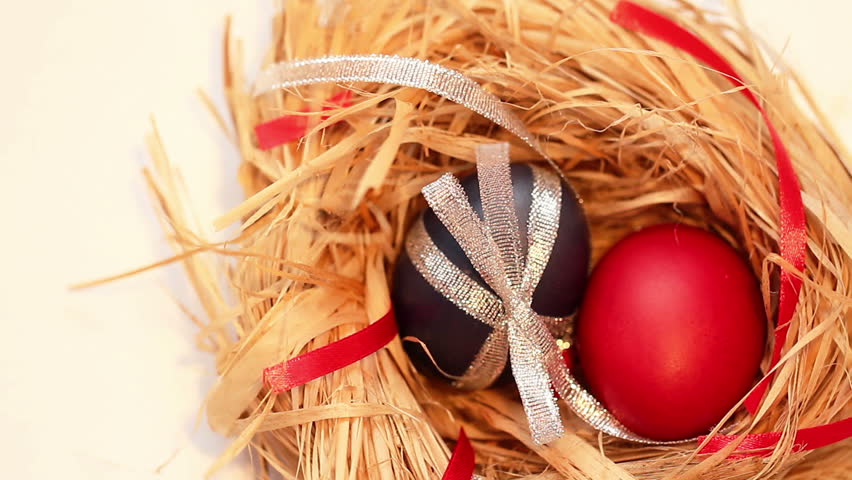 Easter eggs, red and blue