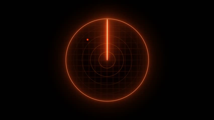 Radar screen animation, green color moving radar HUD