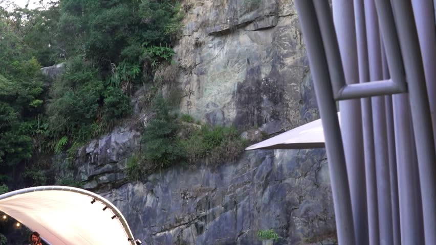 Curitiba, Paraná, Brazil; April 29, 2023: Musicians playing jazz on a floating stage, Opera de Arame, Music Valley