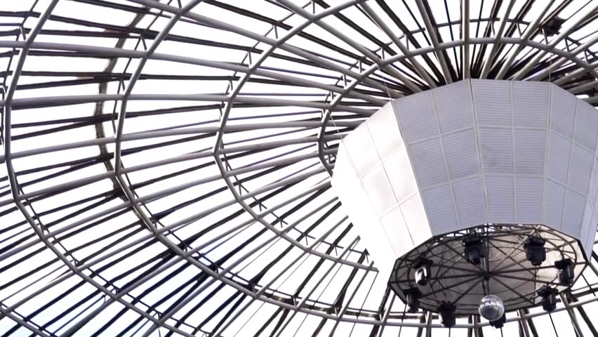Detail of the structure of a modern style roof with illumination. 