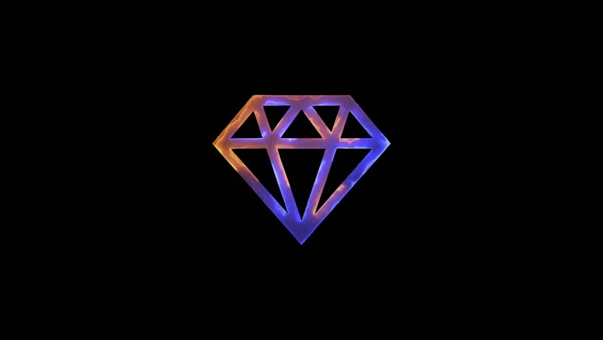 Diamond icon. neon line diamond icon animation on black background.