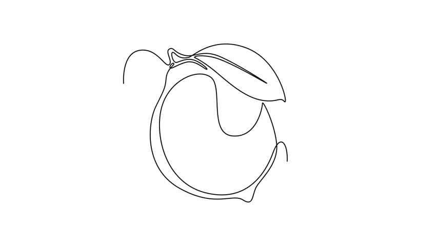 Self drawing animation of single line draw of whole healthy organic lemon for orchard logo identity. Fresh lemonade fruitage concept for fruit garden icon. Continuous line draw. Full length animated