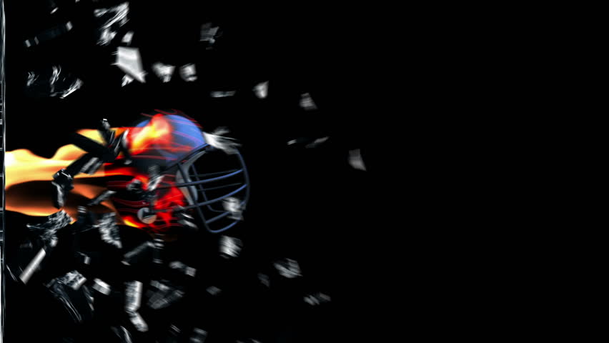 Football-Helmet on fire breaking glass