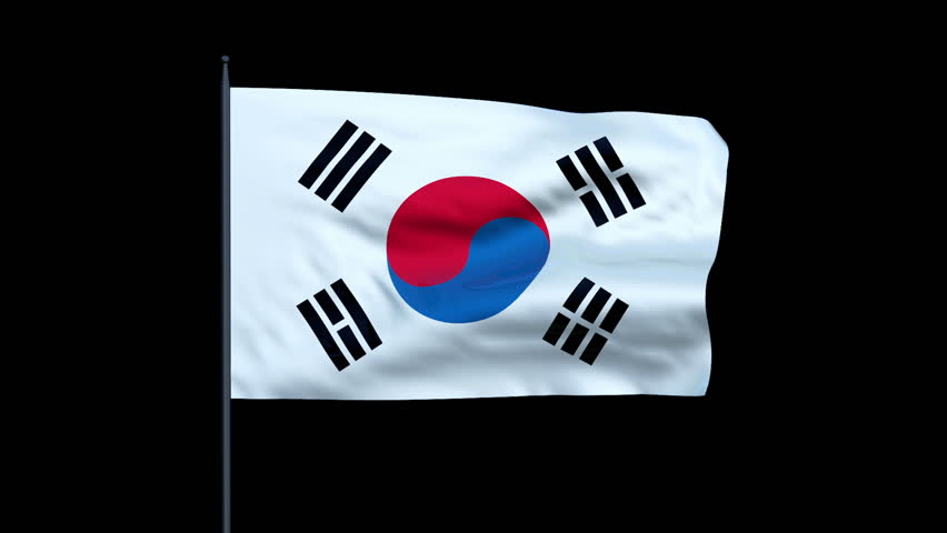 South Korea Flag Waving, Seamless Loop