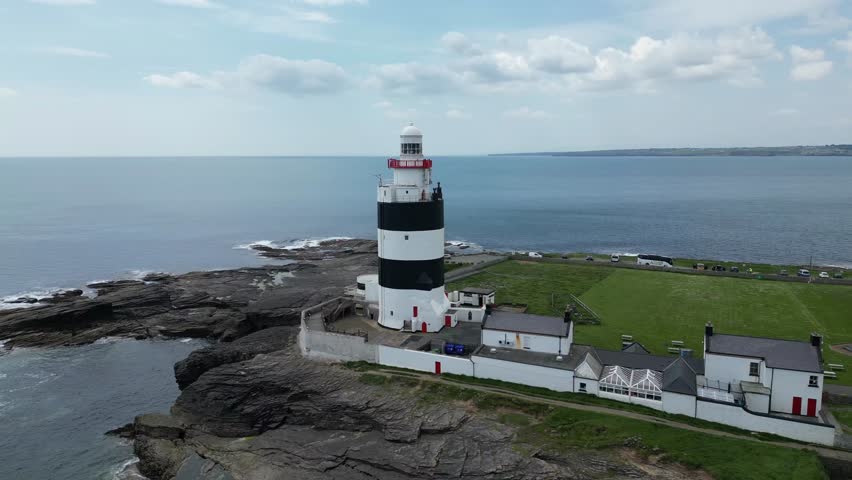 Aerial views of HookHead lighthouse Wexford Ireland 