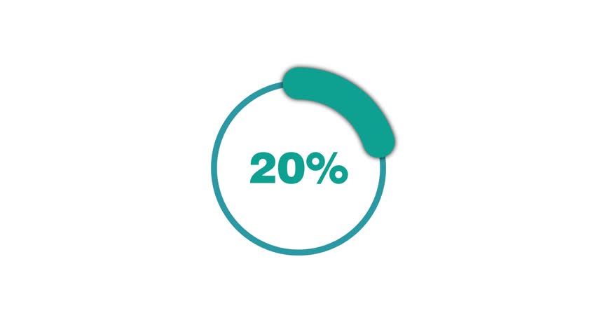 20% Pie Chart Percentage Animation, 0 to 20% circle round donut chart infographic. presentation, business, growth, report
