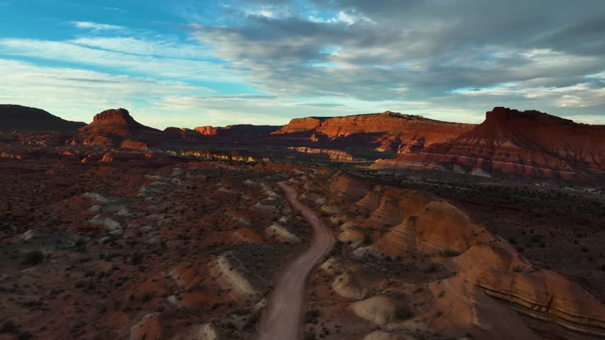 Utah Landscape With Rainbow Mountains In United States - Aerial Pullback