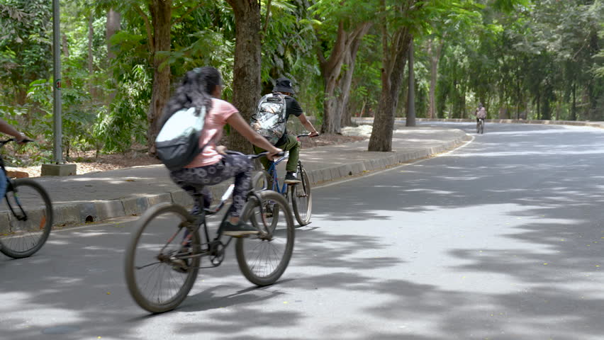 Children Riding bikes in Mumbai National Park