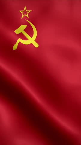 Soviet Union flag waving animation, vertical video, seamless loop animated, official colors (portrait).