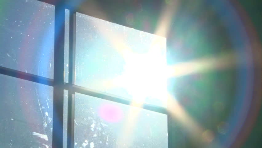 Sun shines bright through window, zoom out with science fiction warp effect.